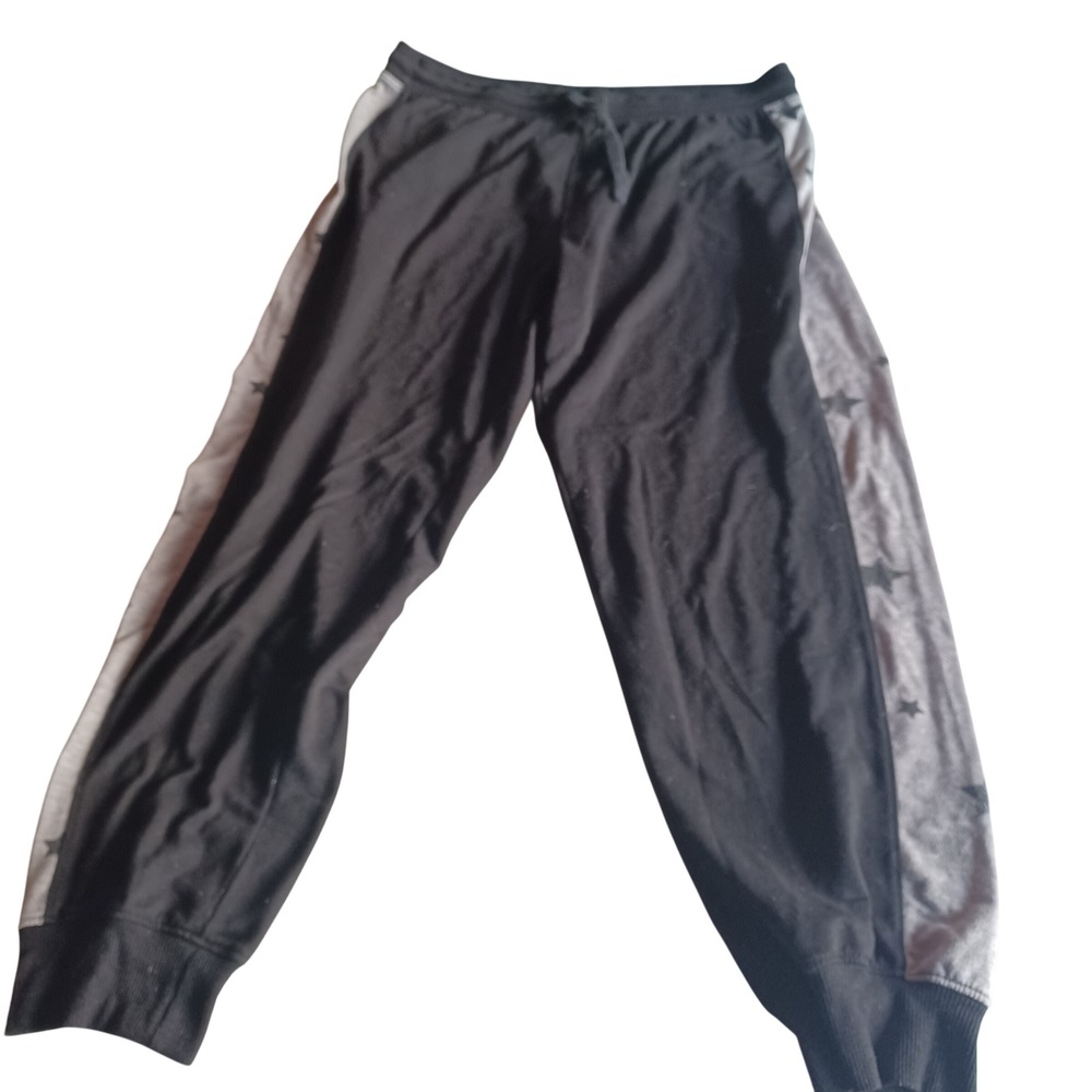 Splendid Mens Jogger Pants Black Gray Star Side Stripe Pajama Lounge Medium